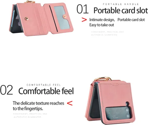 Miniatura 4 de Asuwish Funda de teléfono para Samsung Galaxy Z Flip 3 5G 2021 con anillo cruzado correa con cordón para tarjeta de crédito, soporte para celda, Oro