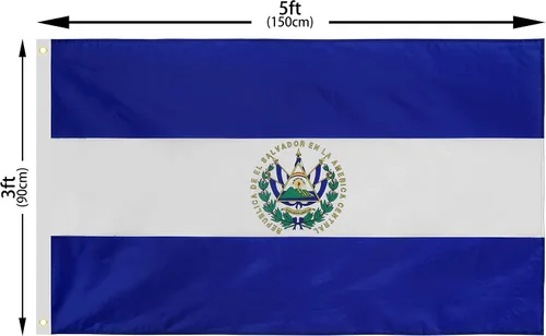 Miniatura 4 de DANF - Bandera de El Salvador de 3 x 5 pies de poliéster grueso, resistente a la decoloración, ojales de latón, cabecera de lona, banderas