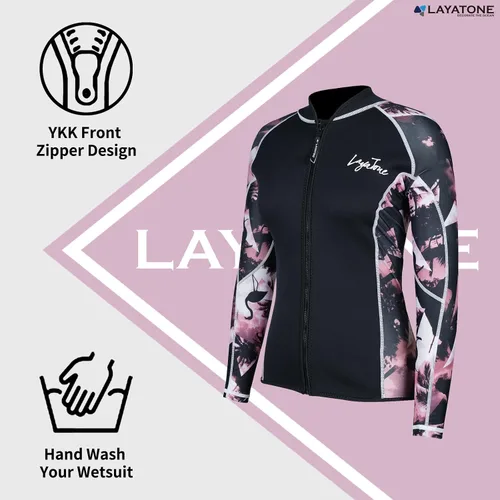 Miniatura 4 de LayaTone 2mm Wetsuit Top Women – Long Sleeve Neoprene Jacket with Lycra Sleeves, YKK Front Zip, Ultra-Thin Flexible Arms, Double-Density Warmth &