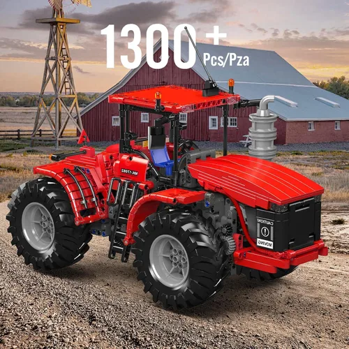 Miniatura 4 de Mould King 17082 Kit de construcción de tractor técnico, más de 1300 piezas, juego de modelos de vehículos de construcción motorizados, bloques