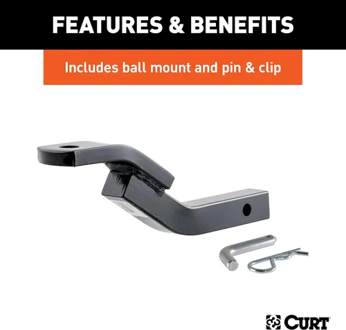 Miniatura 7 de CURT Manufacturing 110663 - Enganche de remolque clase 1 con soporte de bola de estilo antiguo, pasador y clip