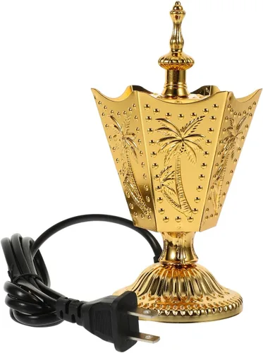 ABOOFAN Quemador eléctrico de incienso de metal, 6.6 pulgadas, estilo de Oriente Medio, estufa de incienso portátil con aroma para yoga, spa,