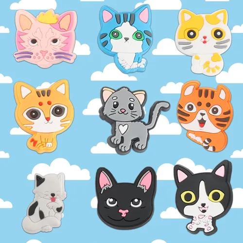 Miniatura 5 de Dijes de decoración de zapatos de gatos, 20 piezas de lindos dijes de animales y gatos para zapatos de mascotas, paquete para sandalias de pulsera