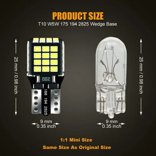 Miniatura 2 de 48-LEDs Launch T10 194 2825 Bombilla LED Blanca 6000K 12V Super Brillante 158 160 168 175 W5W 168NA 194NA Reemplazo para Luz Interior de Coche