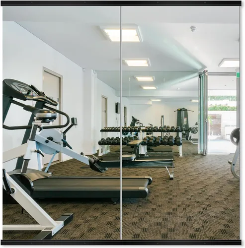 Miniatura 13 de Delma Espejo de gimnasio en casa, 48 x 24 x 2 unidades, vidrio templado grande de cuerpo completo, sin marco, montado en la pared para gimnasio
