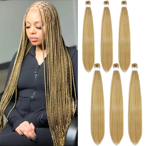 Miniatura 35 de Cabello trenzado verde azulado preestirado, hipoalergénico, sintético, color azul aguamarina, para trenzas y giros, extensiones de cabello largo