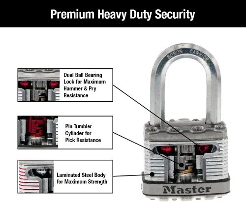 Miniatura 4 de Master Lock M5XDLF Magnum - Candado resistente con llave, 1 unidad, color plateado