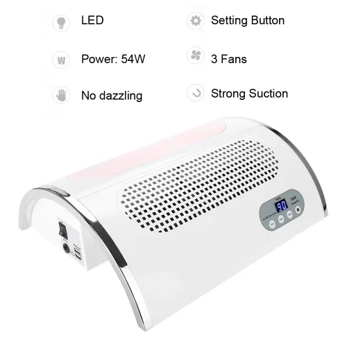 Miniatura 8 de Aspiradora 3 en 1 para secadora de uñas, dispositivo de curado para manicura + ventilador de extracción de polvo para diseño + luz LED, herramienta