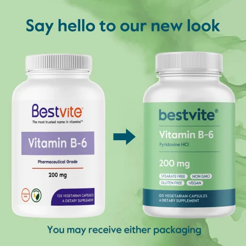 Miniatura 7 de BESTVITE Vitamina B-6 200 mg (120 cápsulas vegetarianas) - Sin estearatos - Sin agentes de flujo - Vegano - Sin OMG - Sin gluten