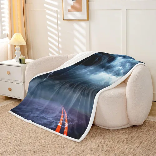 Miniatura 3 de Feelyou Manta de sherpa de tornado, manta de vellón de fenómeno natural, manta de microfibra suave para niños, adolescentes, decoración de desastres