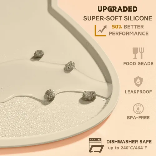 Miniatura 3 de Tapete de comida para gatos, tapete de silicona antideslizante para tazón de perro, impermeable, tapete para alimentación de gatos, evita derrames
