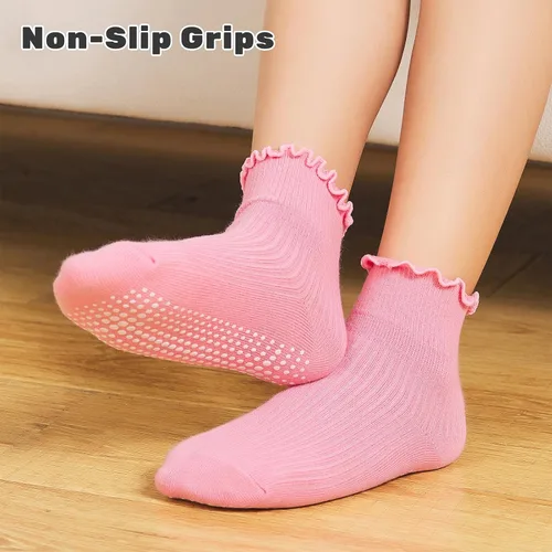 Miniatura 2 de 6 pares de calcetines con volantes para niñas, calcetines antideslizantes para bebés, bonitos y con volantes