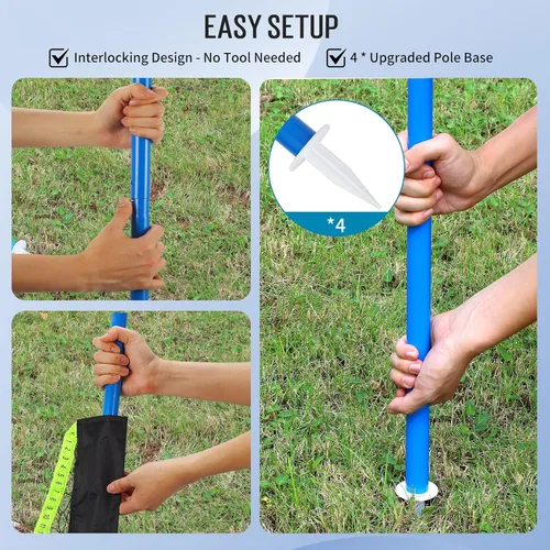 Miniatura 8 de Juego de red portátil de voleibol y bádminton para patio trasero y playa con 2 redes (20 pies y 32 pies), postes ajustables, voleibol