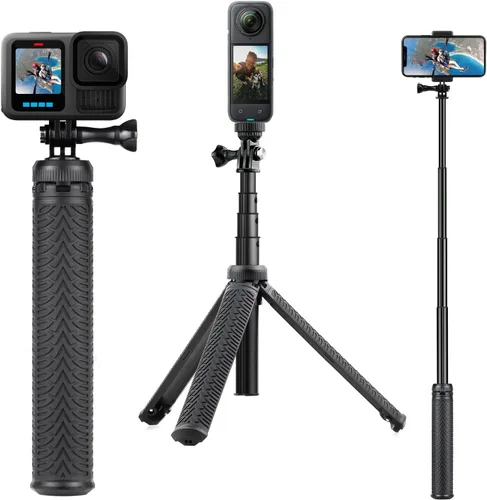 SOONSUN Palo selfie impermeable de aluminio 3 en 1 para GoPro Hero 13 12 11 10 9 8 7 6 5 4, Fusion, Max, Session, Insta360, AKASO, SJCAM, Osmo