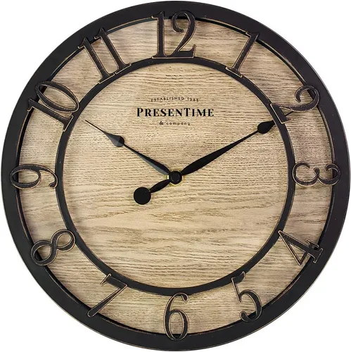 Miniatura 18 de Presentime & Co - Reloj de pared de la serie Farmhouse de 21 pulgadas, estilo Shiplap, número arábigo 3D elevado, acabado galvanizado. Decoración