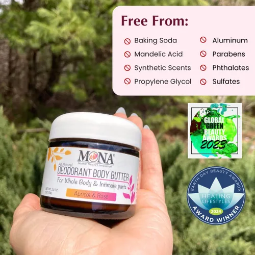 Miniatura 6 de MONA Desodorante natural para todo el cuerpo y partes íntimas, crema desodorante para mujeres, hombres y adolescentes, sin aluminio, bicarbonato