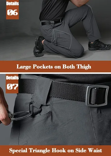 Miniatura 6 de MAGCOMSEN Pantalones de senderismo de trabajo para hombre con 9 bolsillos pantalones tácticos de secado rápido
