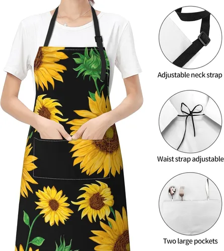 Miniatura 6 de Delantales personalizados para mujeres y madres, delantal impermeable personalizado con bolsillos para hombres, babero de chef de cocina ajustable