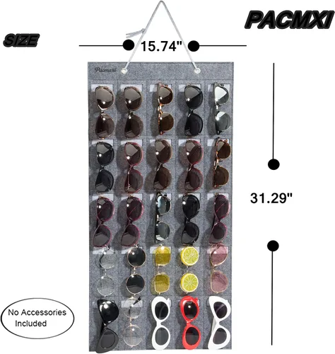 Miniatura 4 de Pacmaxi - Organizador de lentes de sol con bolsillos, organizador de pared por Sunglasses, soporte de almacenamiento colgante para lentes, exhibidor