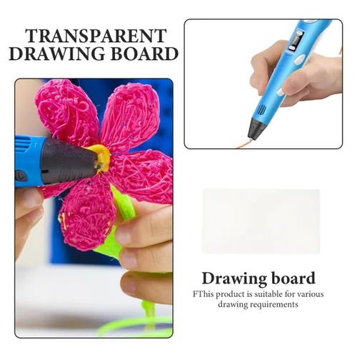 Miniatura 3 de EXCEART Tapete de impresión de bolígrafo 3D, tablero de dibujo transparente, paquete de 10 plantillas de 7.08 x 3.93 pulgadas para niños