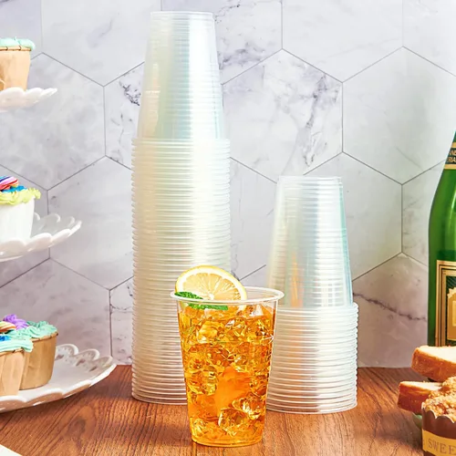 Miniatura 5 de Lilymicky Paquete de 500 vasos de plástico transparente de 9 onzas, vasos desechables para fiestas de cumpleaños, pícnics, ceremonias y cualquier