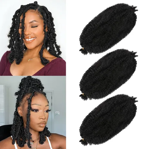 Miniatura 24 de Marley Twist - Cabello trenzado de 16 pulgadas, cabello afro trenzado elástico, paquete de 7 paquetes, cabello rizado rizado ombré, marrón Marrón
