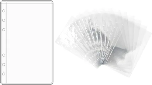 Miniatura 8 de NatSumeBasics 12 bolsillos A5 para carpeta transparentes sin cremallera, sobres de presupuesto para efectivo de 5 x 8 pulgadas, protectores de hojas