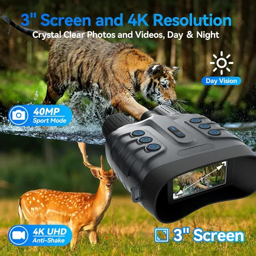 Miniatura 4 de Gafas de visión nocturna, prismáticos de visión nocturna a todo color 4K para adultos con pantalla HD de 3 pulgadas, batería de 10000 mAh y rango