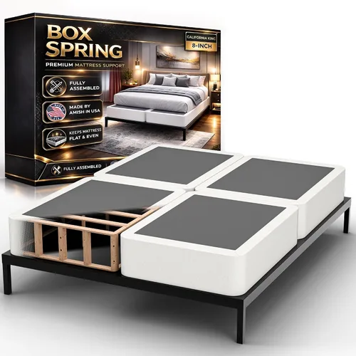 Miniatura 18 de Base de cama con somier, tamaño individual, base de colchón de madera de 2 pulgadas, fabricada en Estados Unidos, silenciosa, sin ruido, 2 piezas