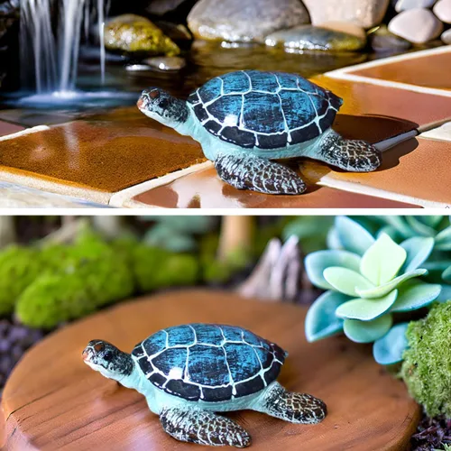 Miniatura 4 de Figura de tortuga pequeña de estrella morada, decoración de tortugas marinas, estatua de resina, azul Garden Coastal Beach Shelf Lawn Decor