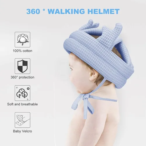 Miniatura 4 de Lindo casco de bebé para bebé, sin golpes, cojín de seguridad para la cabeza, gorro de protección ajustable suave para la cabeza de los niños, gorro