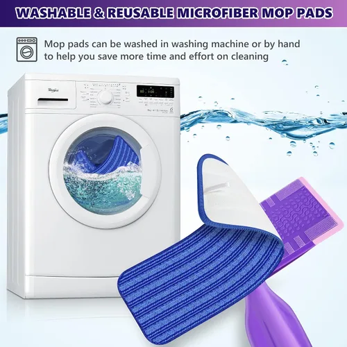 Miniatura 4 de Almohadillas reutilizables para trapeador compatibles con Swiffer Wet Jet, repuestos de almohadillas Wet Jet para trapeador Swiffer, almohadillas