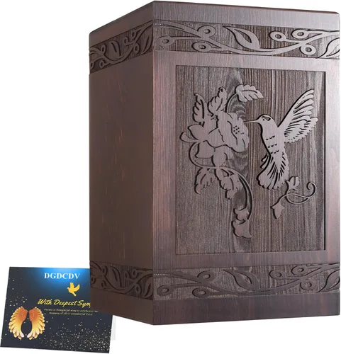 Miniatura 17 de Urnas de cremación para cenizas humanas adultas, masculinas y femeninas, cajas y ataúdes de madera tallada con mariposas para cenizas de hombres