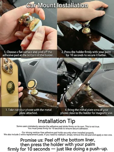 Miniatura 4 de Soporte magnético de lujo para teléfono de automóvil, rotación de 360 grados, imán súper fuerte todo de metal, soporte universal de teléfono