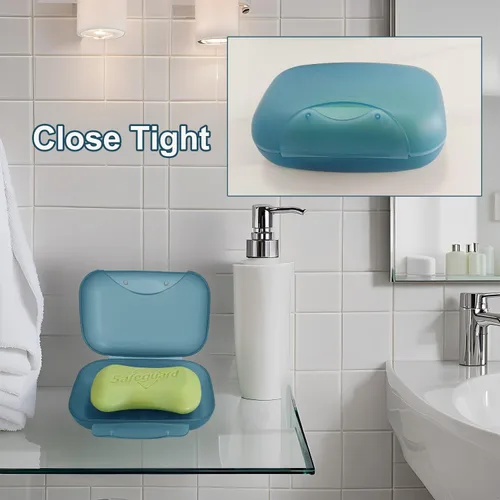 Miniatura 5 de Soporte de jabón de viaje, barra, jabonera, ducha, caja de almacenamiento de jabón para baño, camping, gimnasio, Vonpri (azul, paquete de 3)