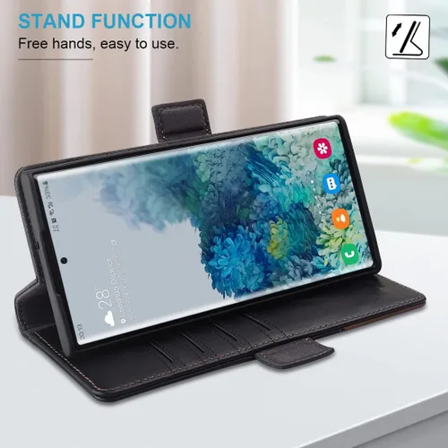 Miniatura 5 de KEZiHOME Funda para Galaxy S23 Ultra, de cuero genuino [bloqueo RFID], funda tipo cartera, ranura para tarjetas con tapa magnética y soporte