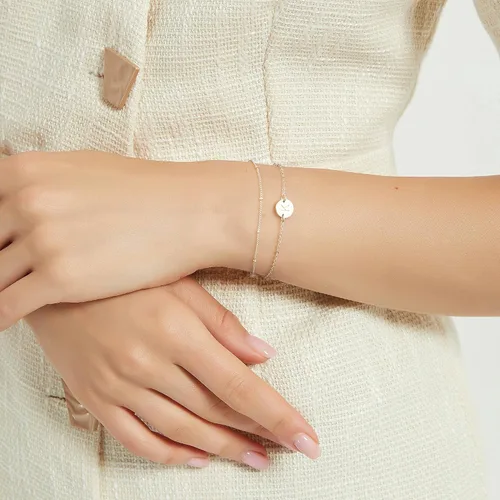 Miniatura 4 de MONOZO - Pulseras con iniciales para mujeres y niñas, delicadas con cuentas de oro de 14 quilates, personalizadas, 26 letras del alfabeto