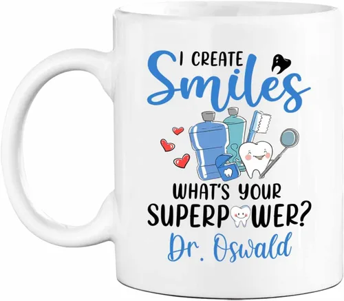 Miniatura 18 de Taza de café blanca personalizada para dentista ortodoncista de 11 onzas, 15 onzas, un dentista verdaderamente genial es difícil de encontrar