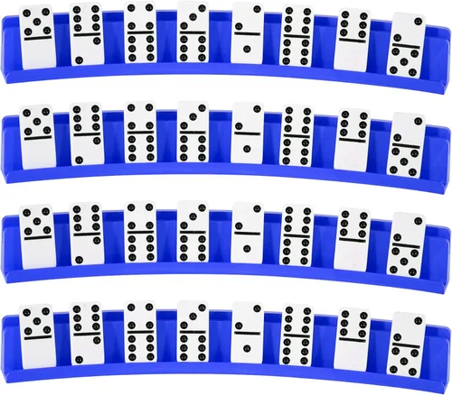 Miniatura 2 de Juego de 4 tarjetas de juego para niños mayores, soporte de dominó, soportes de plástico para tarjetas manos libres para Canasta, fiestas de póquer
