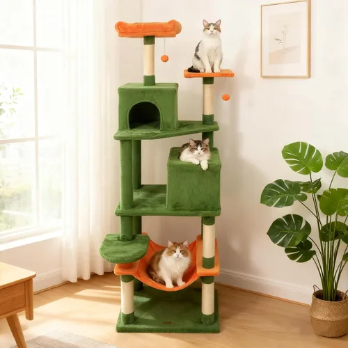 DORTALA Árbol moderno para gatos de 75 pulgadas de alto, torre para gatos de varios niveles con condominios grandes, postes rascadores de sisal,