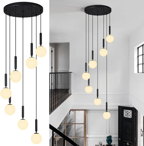 Miniatura 19 de Lámpara Colgante Moderna Accesorio de Iluminación Colgante para Isla de Cocina Luces Colgantes Doradas de Mediados de Siglo con Globo de Vidrio Oro