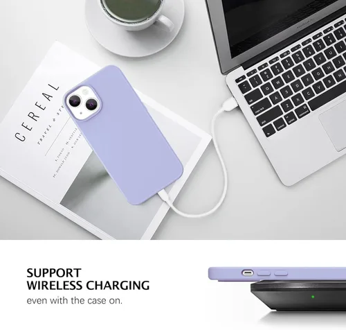 Miniatura 5 de Telaso Funda compatible con iPhone 14, silicona líquida de gel suave de goma, funda delgada y fina con forro de microfibra, funda protectora