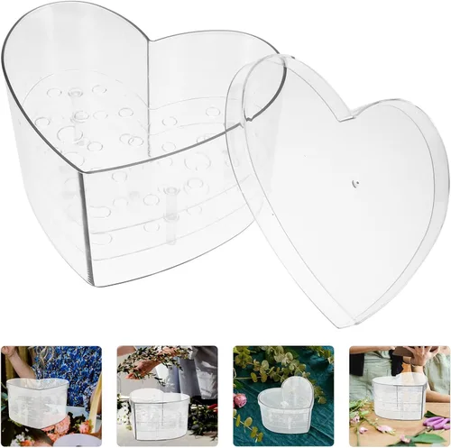 Miniatura 8 de Alipis - Caja de flores en forma de corazón, caja de flores de acrílico transparente para arreglos florales, en forma de corazón transparente