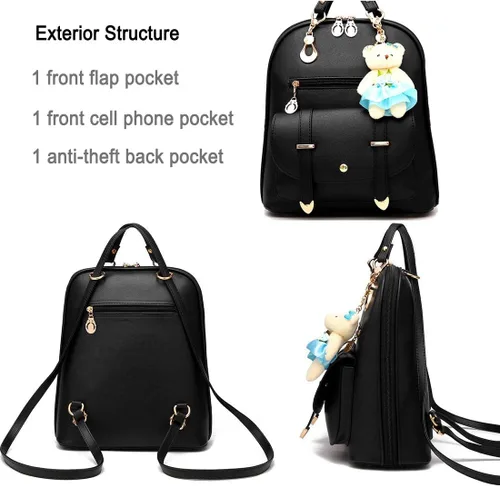 Miniatura 4 de Mochila de cuero para niñas, pequeña, para adolescentes, a la moda, acolchada, tamaño pequeño, para el hombro