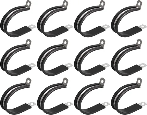 Miniatura 35 de uxcell Abrazadera de cable de 1/2 pulgada (0.472 in) de acero inoxidable 304 Abrazadera aislada acolchada de goma de acero inoxidable en forma de R