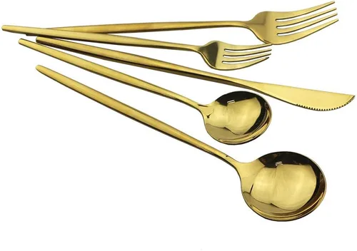 Miniatura 7 de Tenedores de postre real de oro pulido con espejo, tenedores medianos para ensalada, diseño ligero, juego de cubiertos de acero inoxidable para 6