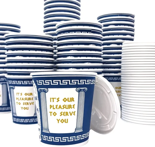 [Paquete de 50] Tazas de café de papel de NUEVA YORK de 10 onzas, taza de café de papel desechable con tapas, para bebidas calientes/frías