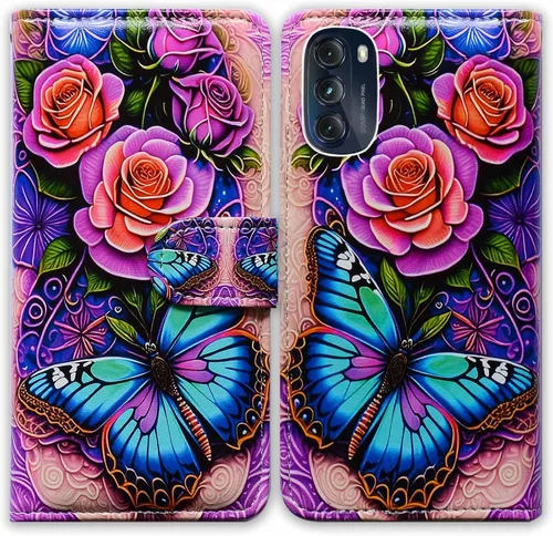 Miniatura 26 de Bcov Funda para Moto G 5G 2022, funda de cuero verde pájaro negro con tapa para teléfono con ranura para tarjeta y soporte para Motorola Moto G 5G