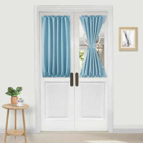 Miniatura 16 de DWCN Cortinas para puerta francesa: cortina térmica con bolsillo para barra para puertas con ventana de vidrio, puertas de cocina y patio