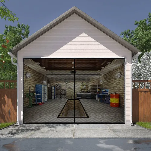 Miniatura 11 de LIAMST Pantalla para puerta de garaje de 16 x 9 pies, 2 puertas de garaje de automóvil, pantalla de puerta de fibra de vidrio reforzada, imanes